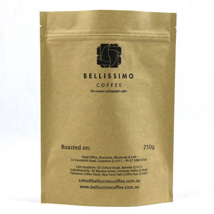 250g'lık fermuarlı Kahve Torbası Standı