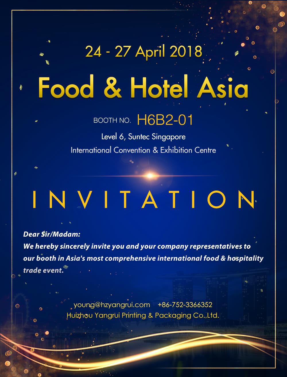 Yangrui gıda andHotel Asya 24-27 Nisan, 2018 katılacak