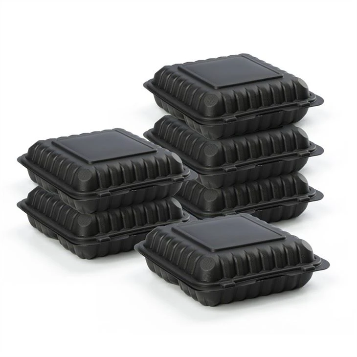 Yüksek Kaliteli Mikrodalgaya Uygun 9x9x3 inç Take Away Yeniden Kullanılabilir Gıda Saklama Bento Kutusu Tek Kullanımlık Yemek Hazırlama Gıda Kapları