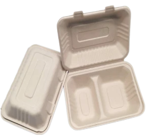Kapaklı Taşıma Kapları Bagasse 2 Bölmeli