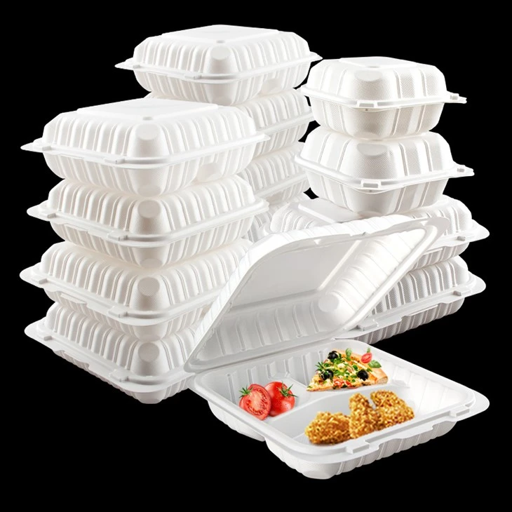 Beyaz Tek Kullanımlık Bento Kutusu Paketleme Kabı